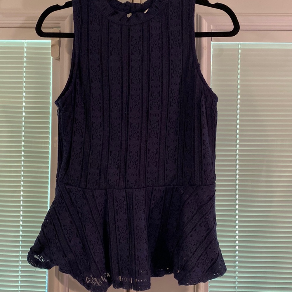 Love Fire Navy Lace Peplum top size large